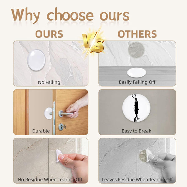 Silicone Door Stoppers for Wall, 6PCS Self-Adhesive Door Bumpers for Walls, Door Pads to Prevent Slamming - Clear & Round