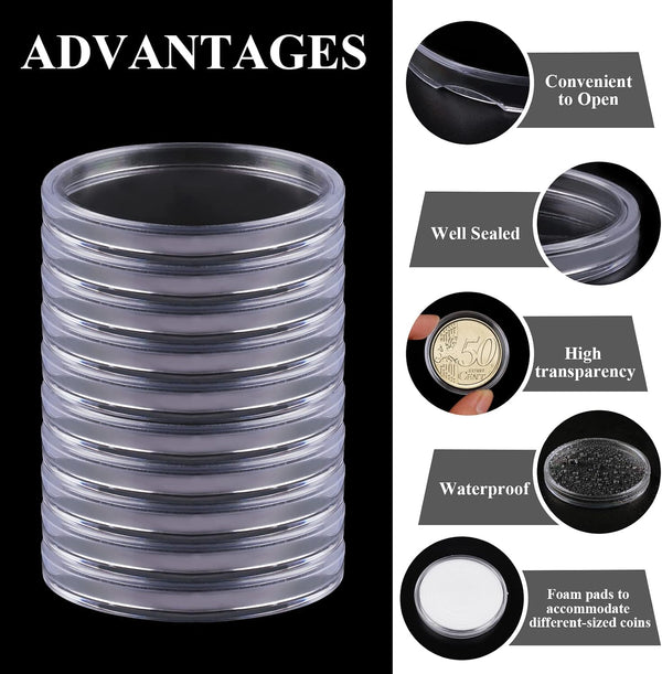Utron 60P Clear Plastic Coin Capsules, Dollar Coin Holder, 40mm Silver Coin Storage for Collectors, Morgan Silver Dollar Coin Holders with