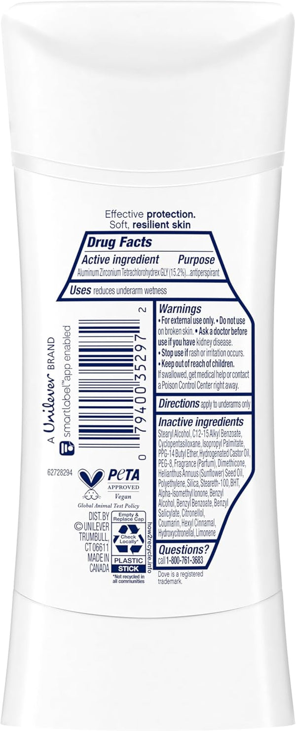Dove Advanced Care Antiperspirant Deodorant Stick Cool Essentials 4 Ct for Helping Your Skin Barrier Repair after Shaving 72 Hour Odor Control and