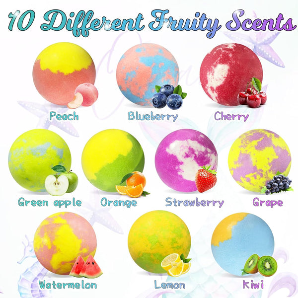Bath Bombs for Girls Kids with Surprise Inside, 20 Fun Princess Fizzy Bath Bomb with Jewelry Toys, Mermaid Gifts for Daughter Granddaughter Niece,