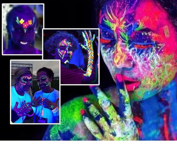 Glow in The Dark Under Blacklight Face & Body Paint Neon Body Paint Sticks | Skin Safe,Blacklight Glow Tattoo Markers,Washable Temporary Tattoo
