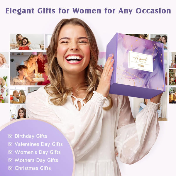 YFONG Spa Gifts for Women, Birthday Gifts for Women, Self Care Get Well Soon Gifts Basket for Mom, Wife, Girlfriend, Sister, Purple Gift Set for