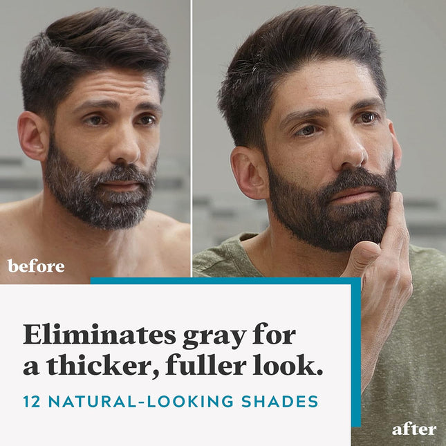 Just for Men Mustache & Beard, Beard Coloring for Gray Hair with Brush, with Keratin Biotin Aloe and Coconut Oil for Hea