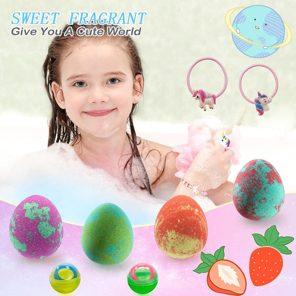 Easter Bath Bombs for Kids with Surprise Inside- Dino Egg Bath Bombs for Girls, 6 Pcs Bubble Bath Bomb, Dinosaur Bathbombs Gift Set, Unicorn