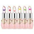 Firstfly Pack of 6 Crystal Flower Jelly Lipstick, Long Lasting Nutritious Lip Balm Lips Moisturizer Magic Temperature Color Change Lip Gloss (Pink)