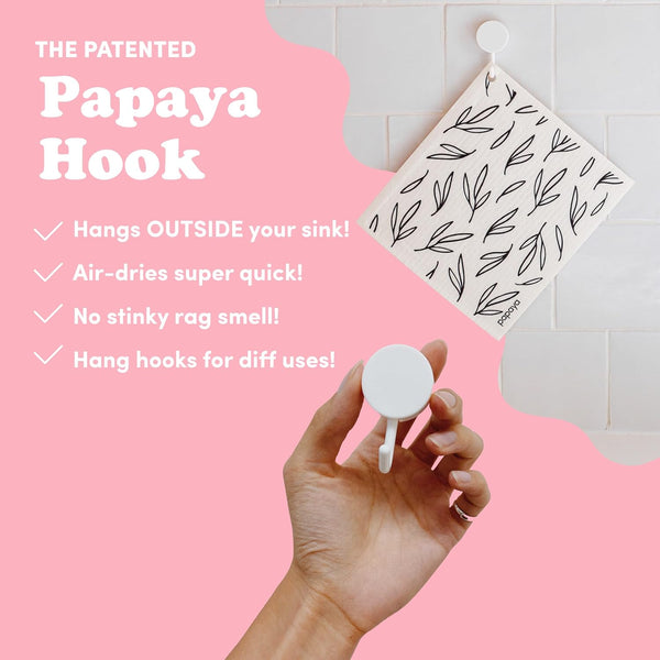 Papaya Swedish Dishcloths for Kitchen, 2 Reusable Paper Towels, 1 Hook Call Me Twiggy