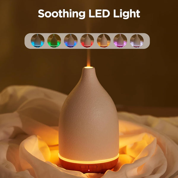 Innogear Oil Diffuser, 150ML Ceramic Diffuser for Essential Oils Handcrafted Aromatherapy Diffuser Ultrasonic Cool Mist Humidifier with 2 Mist