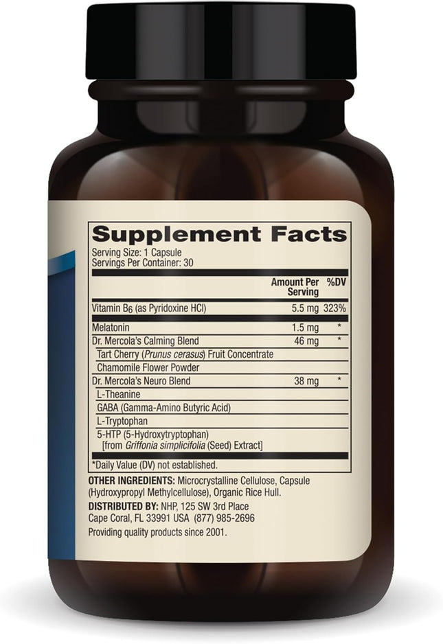 Dr. Mercola Sleep Support with Melatonin, 1.5Mg Melatonin per Serving, 30 Servin