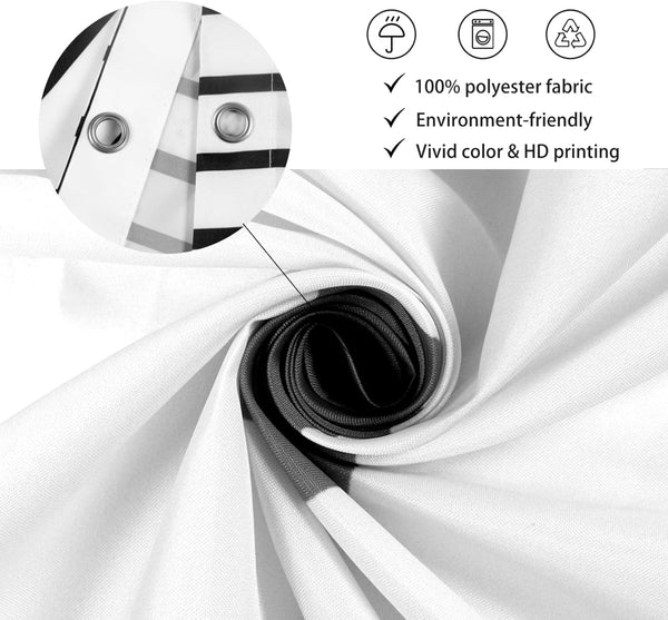 White and Black Shower Curtain, Boho Minimalist Mid Century Modern Arch Geometric Machine Washable Waterproof Fabric for Bathroom Bathtub Decor