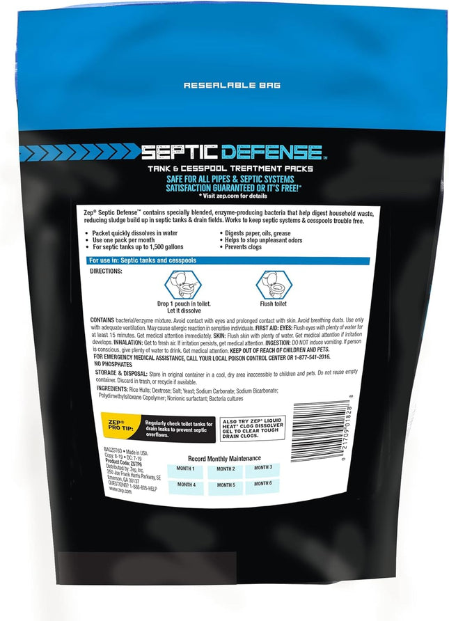 Zep Septic Defense System Treatment Dissolvable Packs - 6 Month Supply - ZSTP6 -
