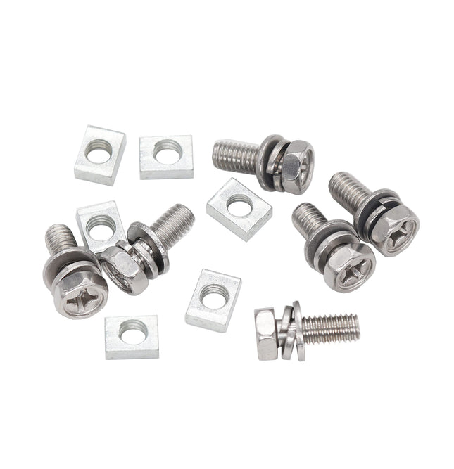 Binifimux 6-Pack Motorcycle Battery Terminal M6 X16Mm Bolt Square Nut Kit, Stainless Steel 304, ATV Battery Terminal Bol