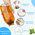 Liter Glass Milk Bottles W Scale, 100% Airtight Heavy Duty Screw Lid - 4 Pack 32 Oz Drinking Jars W Lids - Glass Bottles for Milk, Honey, Jam -