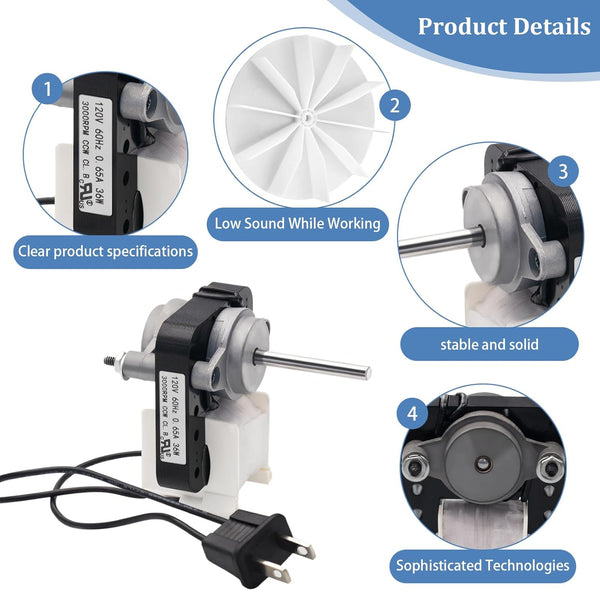 Universal Bathroom Vent Exhaust Fan Motor Replacement Electric Motors Kit SM550 for Nutonebroan 50CFM, 120V Replace C01575 65100 EM550 EM750
