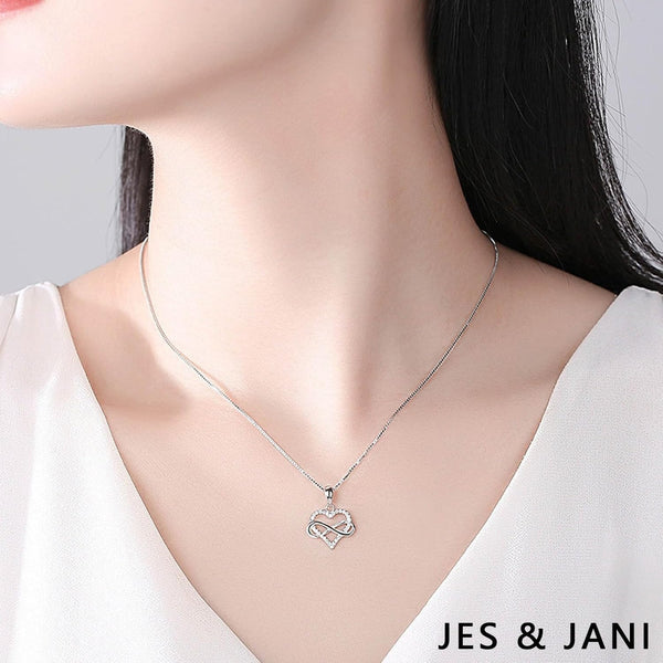 JES & JANI Infinity Heart Necklace for Women, Love Heart Pendant with Cubic Zirconia and Infinity Necklace for Girlfriend Contemporary