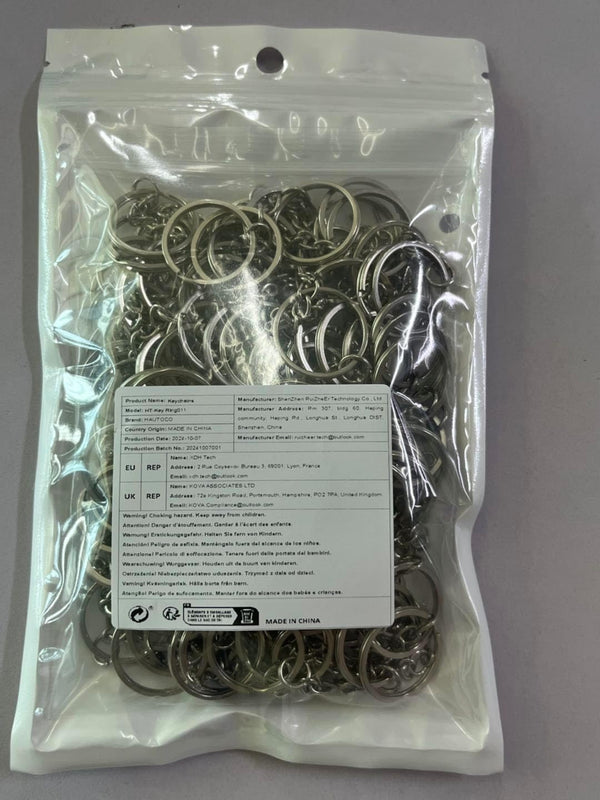 HAUTOCO 100Pcs Keychain Rings with Chain, Open Jump Rings and Screw Eye Pins for Crafts Charm Jewelry Making(1 Inch/25mm) Style-01