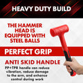 YIYITOOLS Dead Blow Hammer Set, 3 Piece/16oz(1LB),27oz(1.5LB),45oz(3LB),Red and Black, Shockproof Design, No Rebound Mallet Unibody Molded
