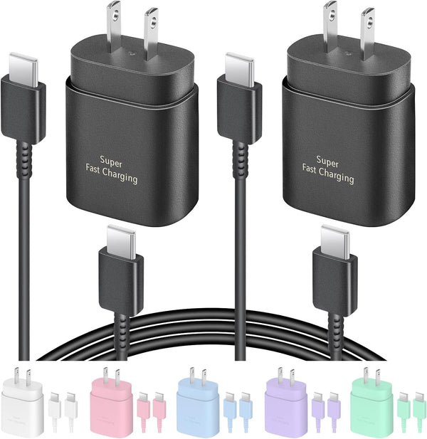 AISNI USB C Charger, 2 Pack 25W Type C Charger Fast Charging with USBC Chargers Cable 6 FT Android Phone Charge for Galaxy S25/