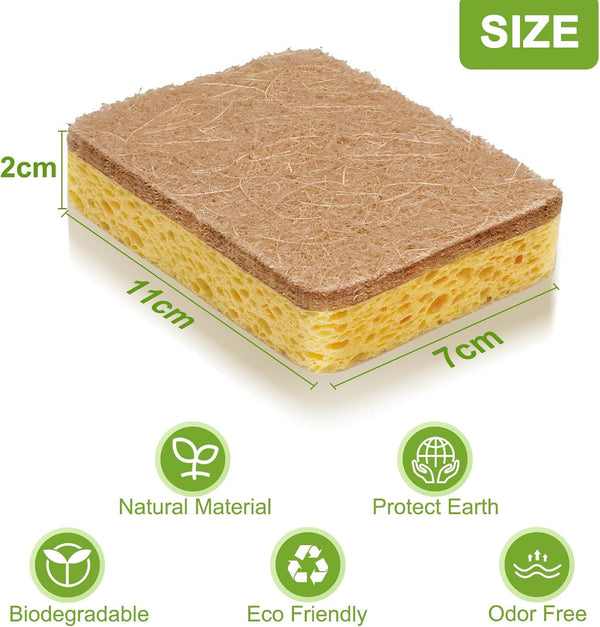 Yolaist 12 Pack Non-Scratch Scrub Sponge, Natural Kitchen Sponges for Cleaning Kitchen, Scratch Free Biodegradable Sponges for Dishes, No-Stick