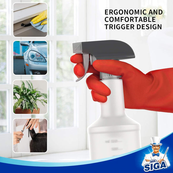 MR.SIGA 24 Oz Empty Plastic Spray Bottles for Cleaning Solutions, Heavy Duty Household Reusable Spray Bottles with Measurements and Adjustable