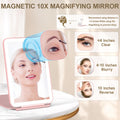 LED Foldable Travel Makeup Mirror - 5X7 Inches 3 Colors Light Modes USB Rechargeable Touch Screen, Portable Tabletop Cosmetic for Travel,