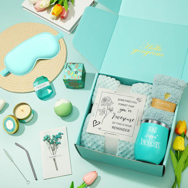 Happy Birthday Gifts for Women Mom Her Friend Sister Wife Grandma, Self Care Gift Get Well Relaxing Spa Gift Basket Set Green