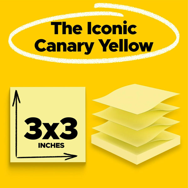 Post-it Pop-up Notes, 3 x 3 in, Canary Yellow, 24 Pads, 100 Sheets/Pad | School Supplies, Office Products, Accordion Sticky Notes work with Pop-Up