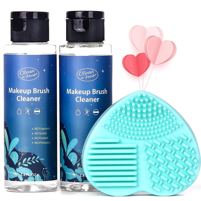 Clean-n-Fresh Makeup Brush Cleaner Set For Brushes, Sponge and Puff 6.8 Fl Oz,Deep Cleaning Washing Cleanser Shampoo With a Cleaning Mat 3 Piece Set