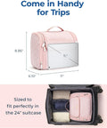 BAGSMART Makeup Bag for Women with Hanging Hook, Large Portable Capacity Water-resistant Organizer Travel Case for Toiletries and Cosmetics, Pink