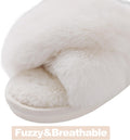 Evshine Memory Foam Fuzzy House Slippers for Women | Faux Fur Cross Band Open Toe Indoor Slippers, Gifts for Women, Moms and Bridesmaids 8 White