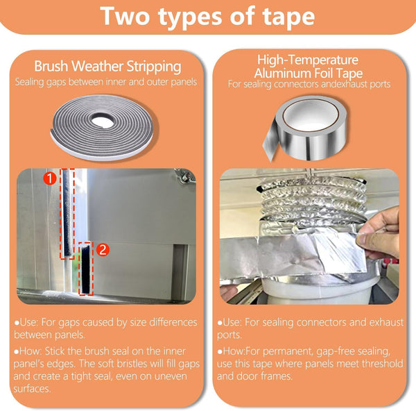 95" Sliding Door AC Vent Kit with Φ 5.9"AC Hose Filter Screen & Weather Stripping Universal 5.0/5.9 Inch Coupler for Window/Sliding Glass Door