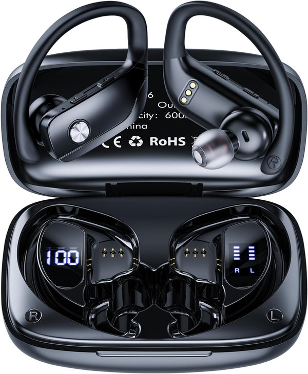 Wireless Earbuds Bluetooth Headphones 48Hrs Play Back Sports Earphones with LED Display Built in Mic Deep Bass Stereo in Ear Waterproof Headset
