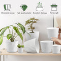 YNNICO 7 pcs Plant Pots with Drainage Holes and Saucers, Indoor Planters, Set of 7 (7.5, 7, 6.5, 6, 5.5, 4.5, 3.5 Inches), White