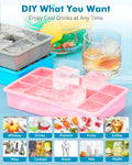 2 Pack Ice Cube Trays, ZDPMK Silicone Easy Release Flexible Molds 15 Ice Cubes Tray for Freezer，Cocktail，Whiskey，Reusable & BPA Free Blue