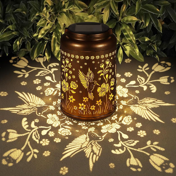 Solar Lanterns Outdoor Waterproof Hummingbird Garden Decor Gifts for Women Mom Grandma Hanging Solar Lights Metal Solar Decoration outside for