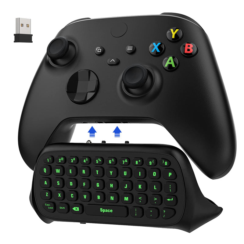 MoKo Green Backlight Keyboard for Xbox One Controller, Black | Wireless Chatpad with Headset & Audio Jack, Accessories fits Xbox One/One S/