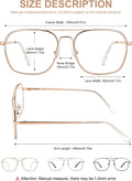 JM Aviator Blue Light Blocking Computer Glasses, Square Eye Protect Video Eyeglasses Anti Glare Men Women Gold Frame Clear Temple Tips Clear