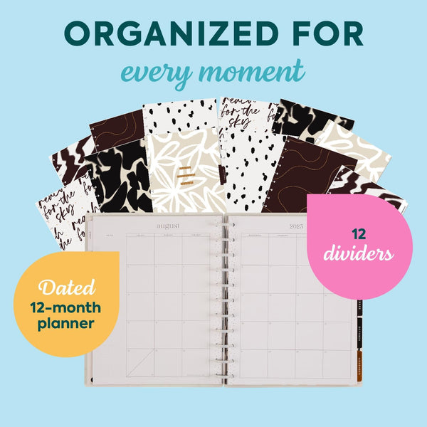 Happy Planner Disc-Bound Academic Planner July 2025 - June 2026 Daily, Weekly and Monthly - 3 Bonus Months, Big Size, Horizontal Layout, Onyx &