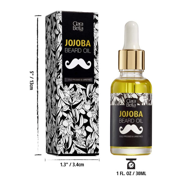 Jojoba Beard Oil: Unscented, Pure & Organic for Men - Stops Itch & Dandruff, Softens Coarse Hair & Mustache, 1 Fl Oz (30Ml)