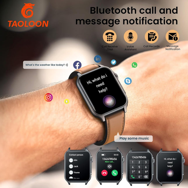 Smart Watch for Men Fitness Tracker: 1.96" Military Smartwatches with Bluetooth Call Three Lights Flashlight Watch Compa