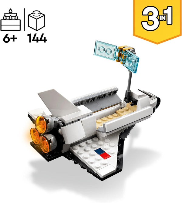 LEGO Creator 3 in 1 Space Shuttle Toys - Space Toys Building Set for Boys & Girls, Ages 6+ - Option to Build 2 Spaceships or Astronaut -