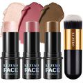Lezero 3Pcs Contour Stick Makeup Kit, Shades with Highlighter, Blush and Bronzer Trio for Sculpt the Cheeks and Body, Long Lasting, Waterproof,