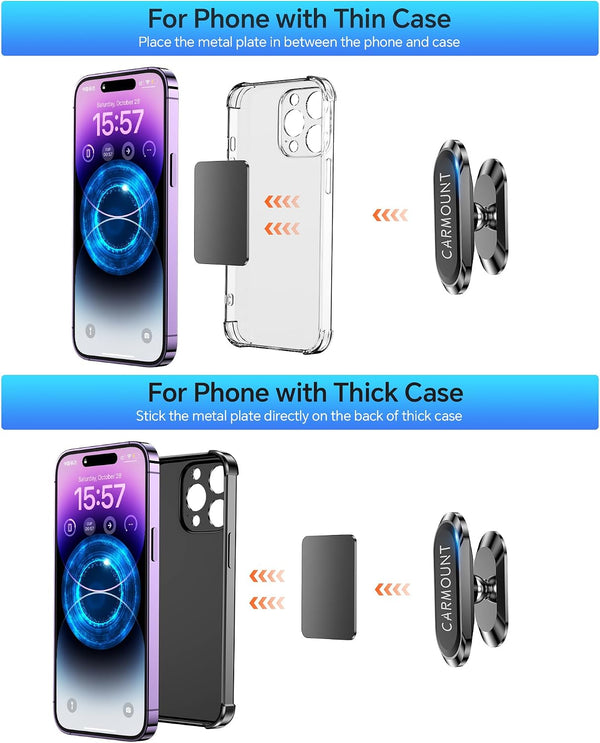 【2-Pack】 Magnetic Phone Holder for Car【Strong Magnets】 Carmount 2.0 Magnetic Phone Mount for Car【360°Rotation】 Car Mount for Cell Phone Holders