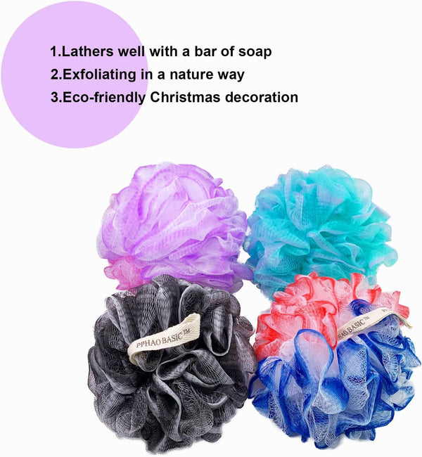 PPHAO - Extra Large Soft Mesh Net Luffa Loofa Loufa Puff - Loofah Sponge - 75G(Xxl) - Exfoliating Body Scrubber for Women and Men - Exfoliating