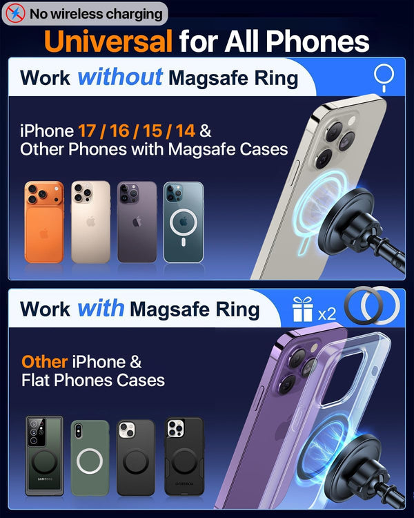 2025 Upgraded for Magsafe Car Mount [80LBS Strongest Suction & Military-Grade] Powerful Magnetic Cell Phone Holder for Car Dashboard Windshield