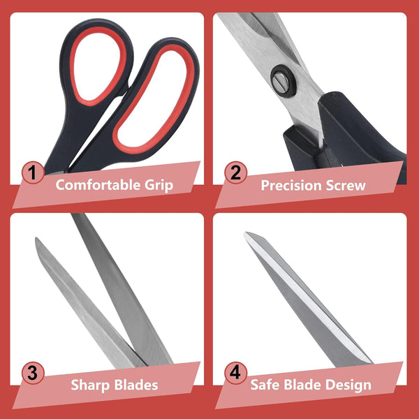 Lichamp 8.5â Scissors, 12-Pack Multipurpose Sharp Scissor, Comfort Grip Handles Household for Office, School, Home and Arts