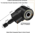 Right Angle Drill Adaptor,4-in-1 Impact Drill Bit Extension,360° Rotatable 1/4 3/8 1/2" Impact Grade Socket Adapter Set,105 Degree Angle