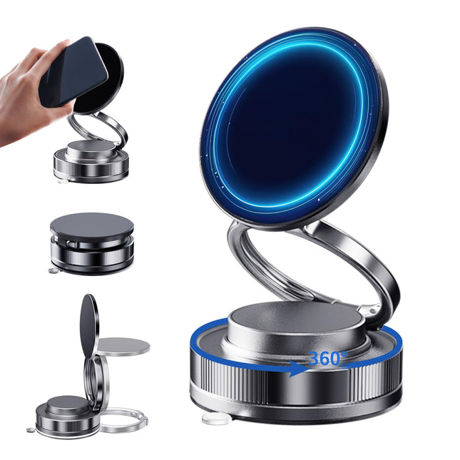 Vacuum Magnetic Phone Holder One-Handed Operation Foldable Adjustable Magnetic Phone Holder 360Â°Rotation for Car/Bathro