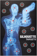 Paper Targets for Shooting Range - 25 x 38 in, 50 Pack, 2 Human Silhouette Designs - Realistic X-Ray Skeleton Anatomy with Red Scoring Marks -