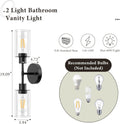 Espird Bathroom Light Fixtures 2 Light Black, Bathroom Vanity Lights Over Mirror, Bathroom Sconces Wall Lighting，Farmhouse Matte Black Bathroom