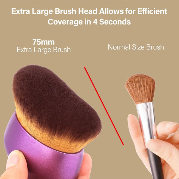 Extra Large Body Makeup Brush for Self Tanner, Leg Makeup &Bronzer Blend,75 Mm Wide-Headed Kabuki Brush Provides More Even &Pretty Application,